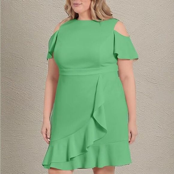 BRAND NEW LONDON TIMES  COLD SHOULDER FLOUNCE  GUEST DATE NIGHT OCCASION DRESS - Picture 5 of 12